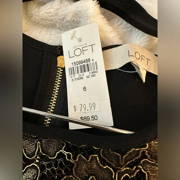 Women's Ann‎ Taylor LOFT Dress Black Gold
Appliqué Lace size 6- New with tags - Picture 3 of 11